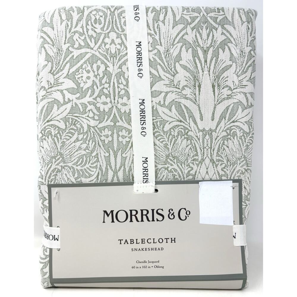 William Morris & Co Snakeshead OBLONG Tablecloth 60X102” In. Seats 8-10 Green